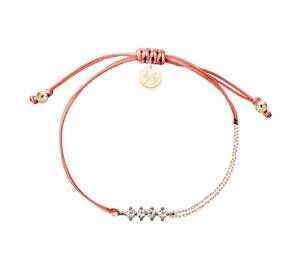 NEW ADRIANA PAPPAS women's cz crystal bar bracelet on colored cord in coral